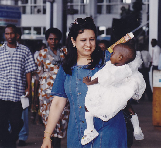 Deepa with one of the babies